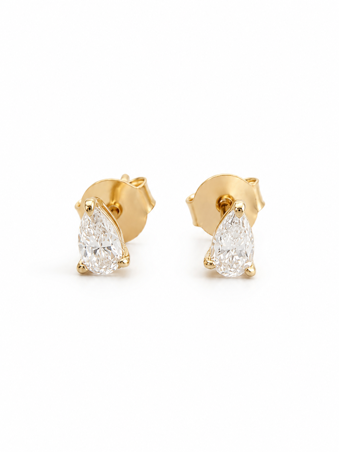 Pear Shaped Lab Diamond Earrings (14k Yellow Gold)