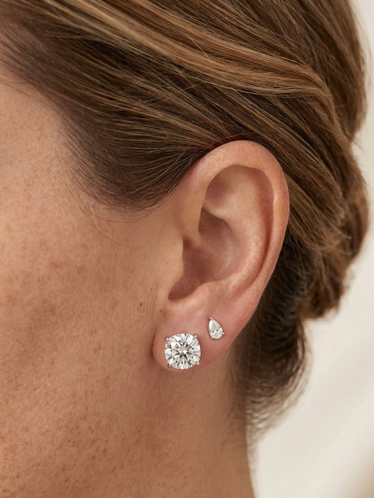 Pear Shaped Lab Diamond Earrings (14k Yellow Gold)