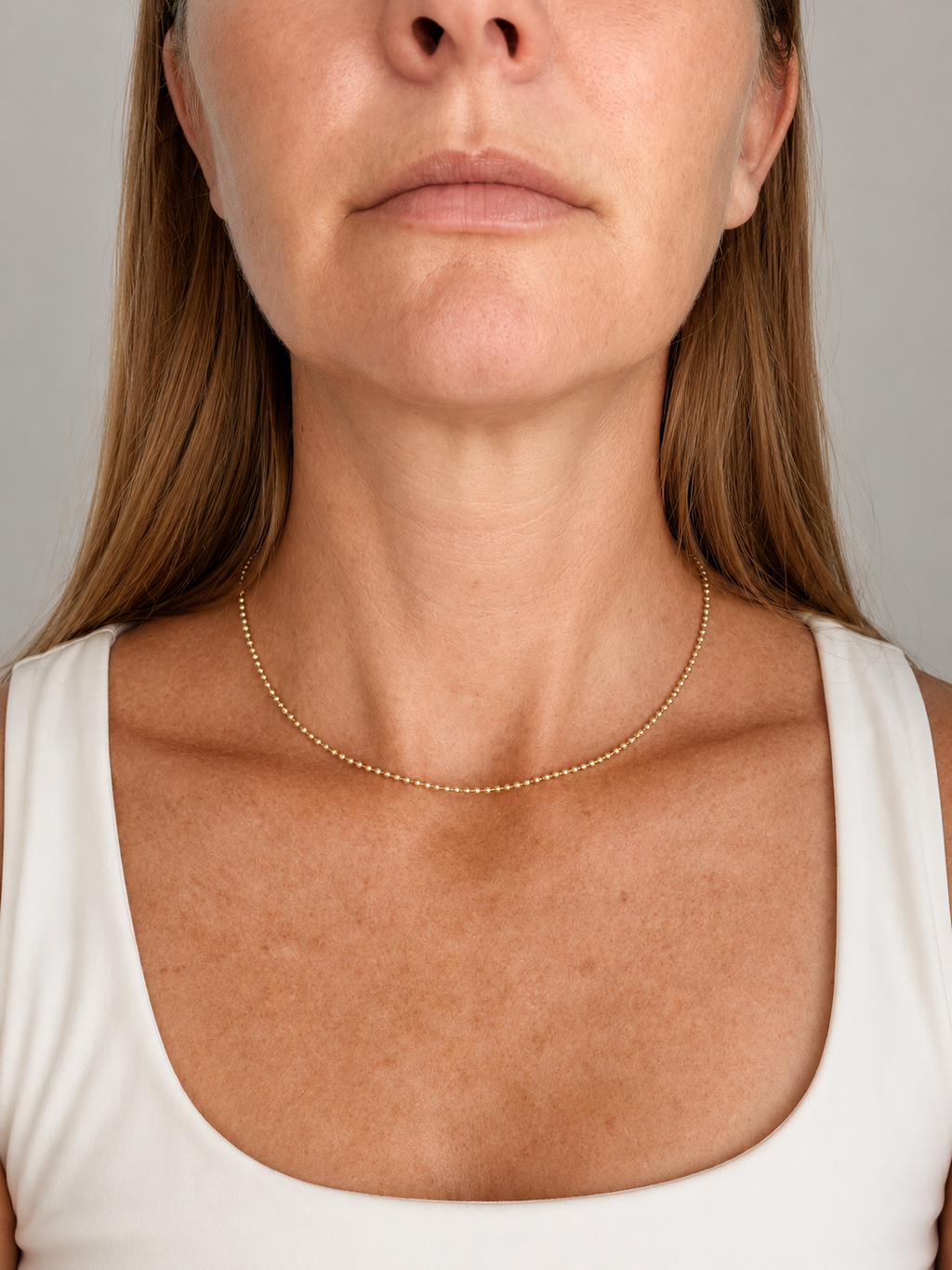 14k Yellow Gold Bead Chain Necklace