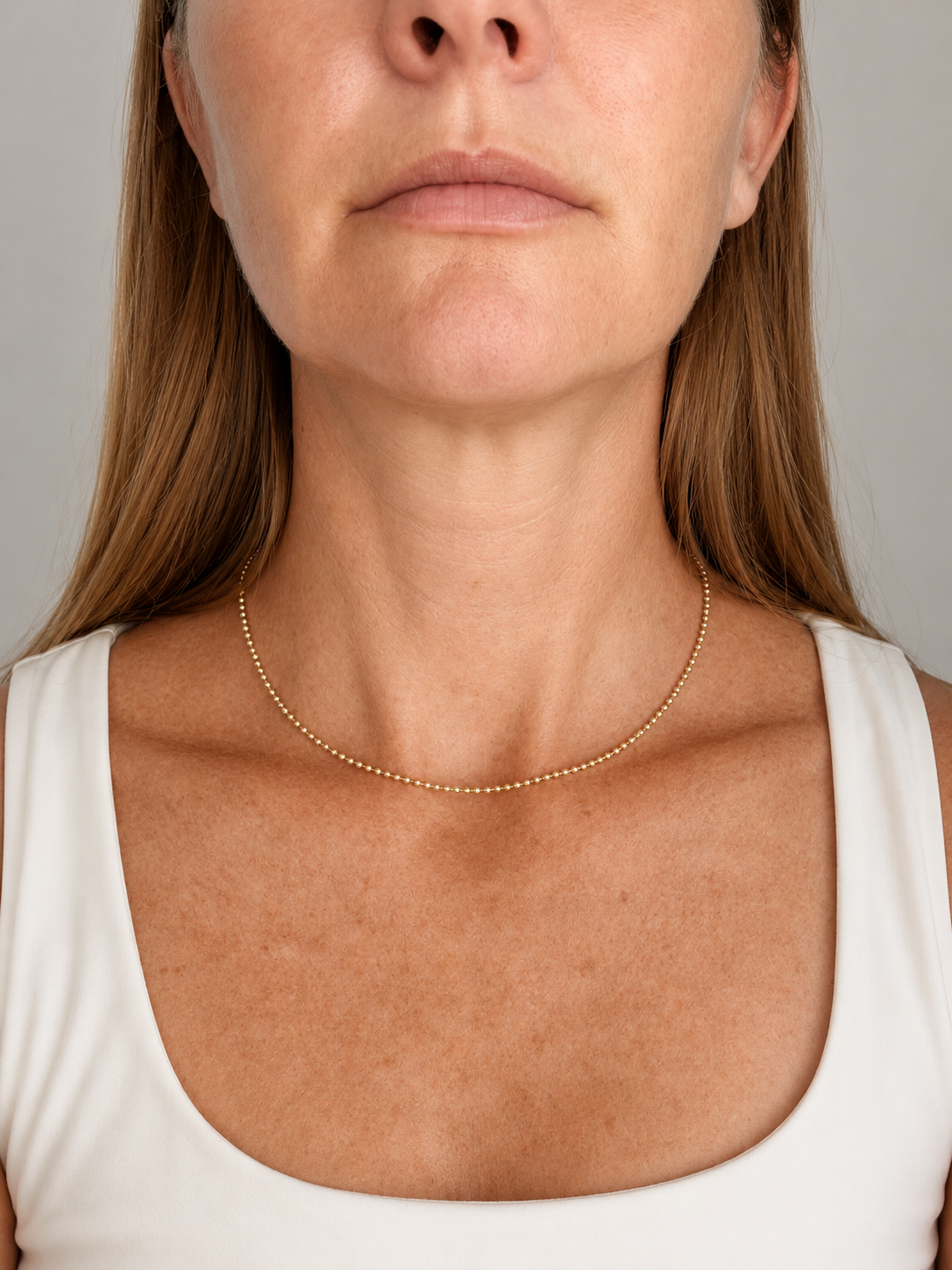 14k Yellow Gold Bead Chain Necklace