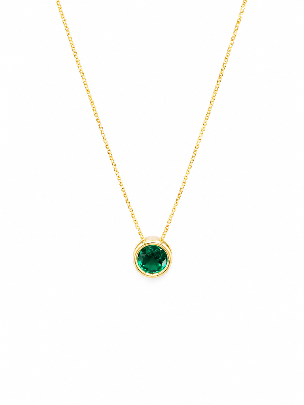 2.1ct Bezel Set Lab Diamond Emerald Slide Necklace