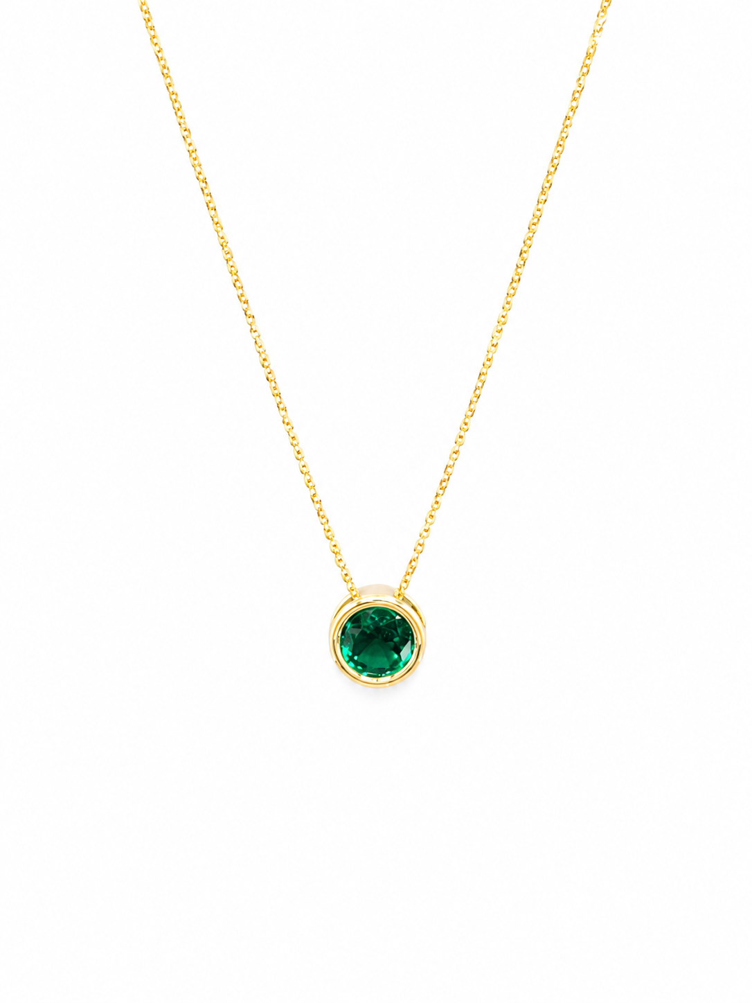 2.1ct Bezel Set Lab Diamond Emerald Slide Necklace