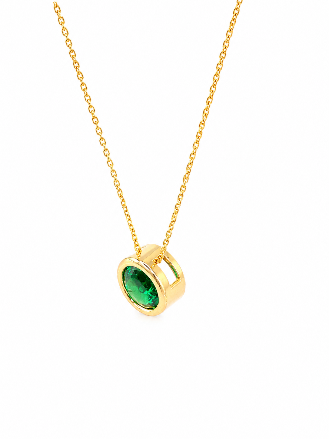 2.1ct Bezel Set Lab Diamond Emerald Slide Necklace