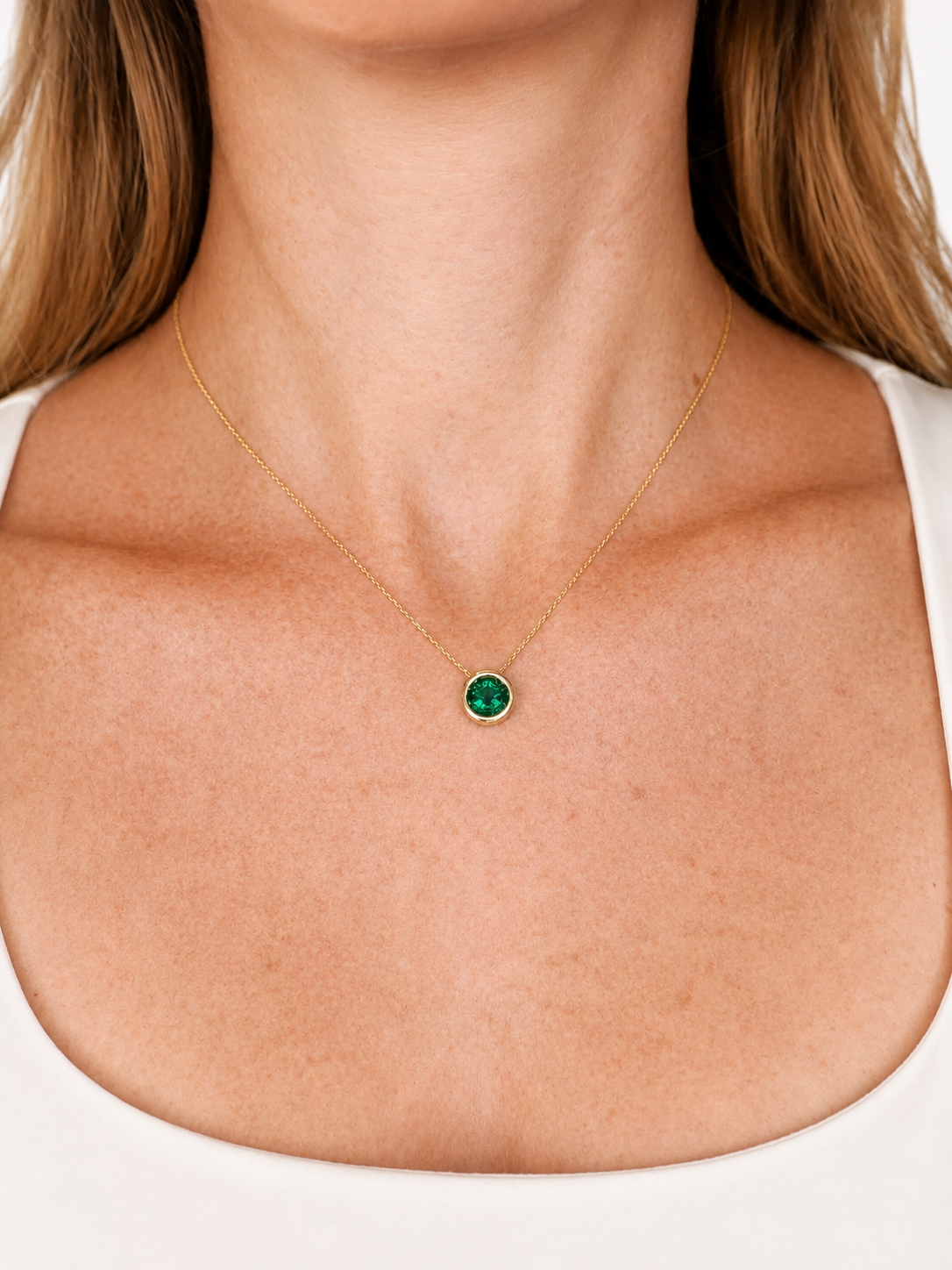 2.1ct Lab Emerald Slide Necklace