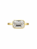 East West Bezel Set Emerald Cut Lab Diamond Ring