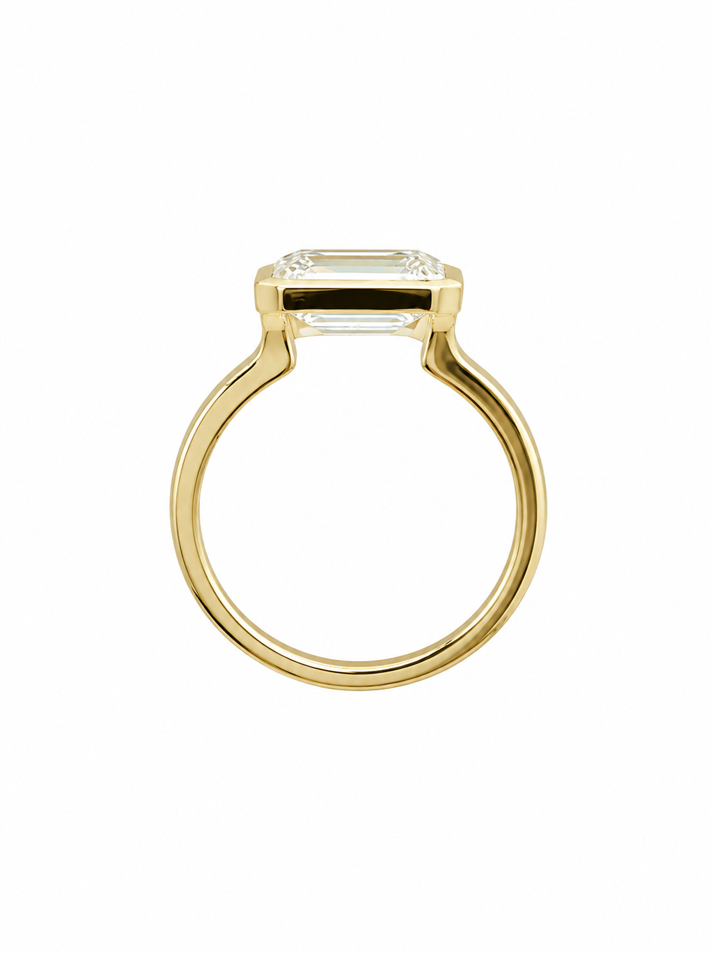 East West Bezel Set Emerald Cut Lab Diamond Ring