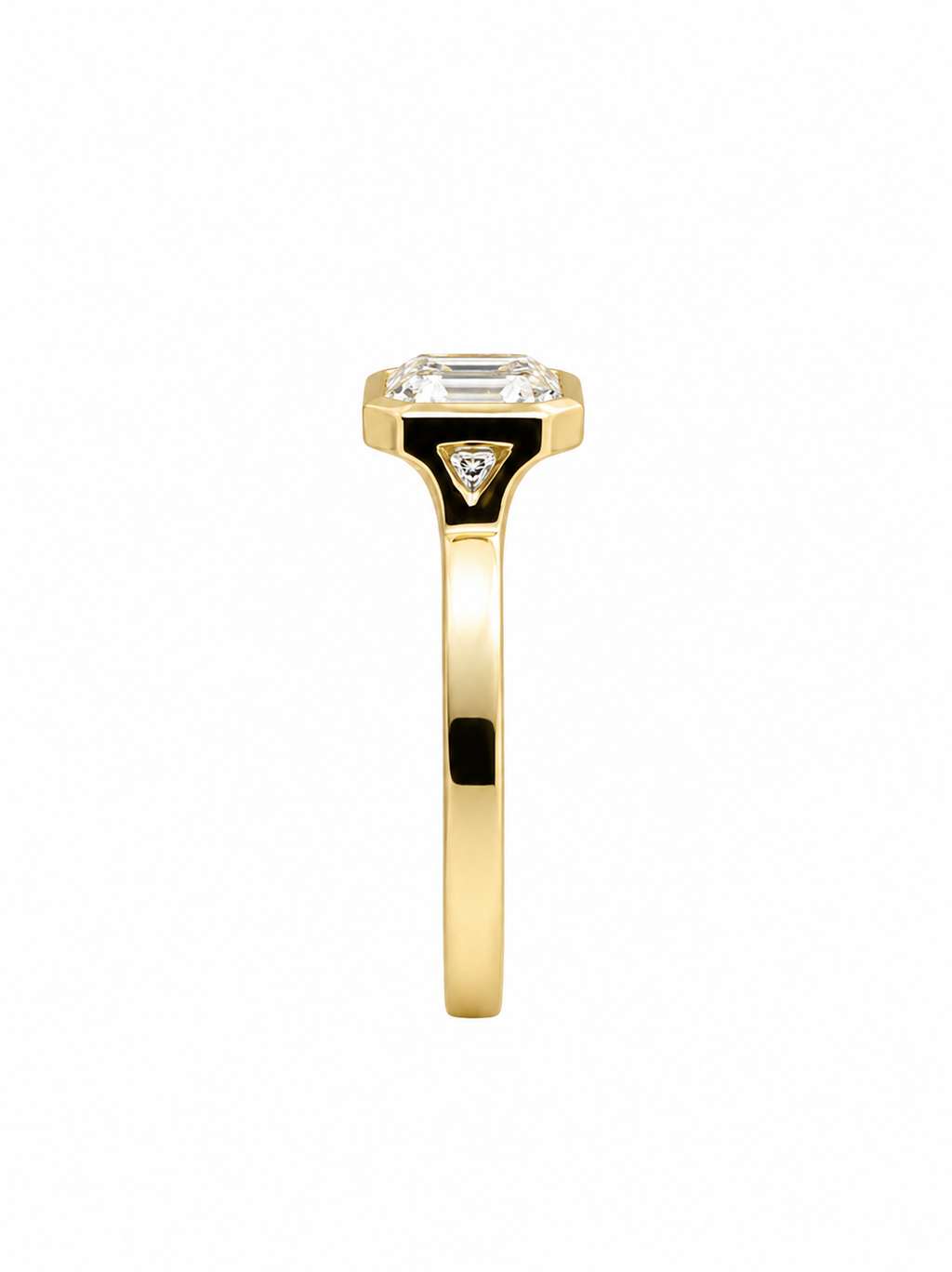 East West Bezel Set Emerald Cut Lab Diamond Ring