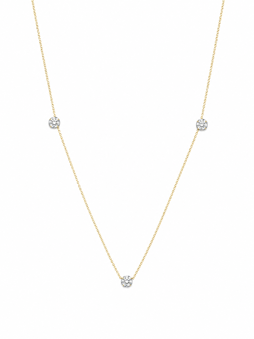 3 Stone Lab Diamond Floating Necklace