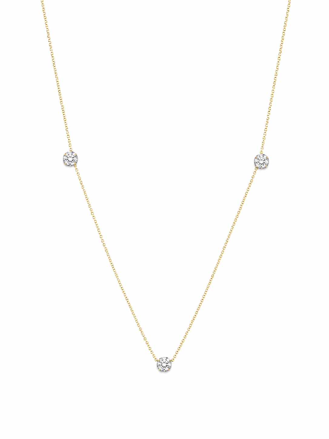 3 Stone Lab Diamond Floating Necklace