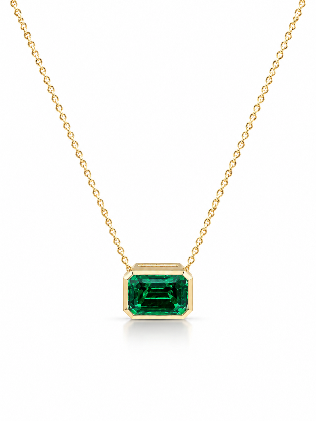 3ct Lab Emerald Bezel Necklace