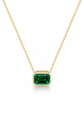 3ct Lab Emerald Bezel Necklace
