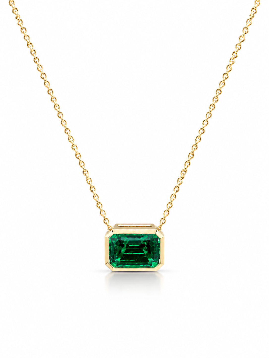 3ct Lab Emerald Bezel Necklace
