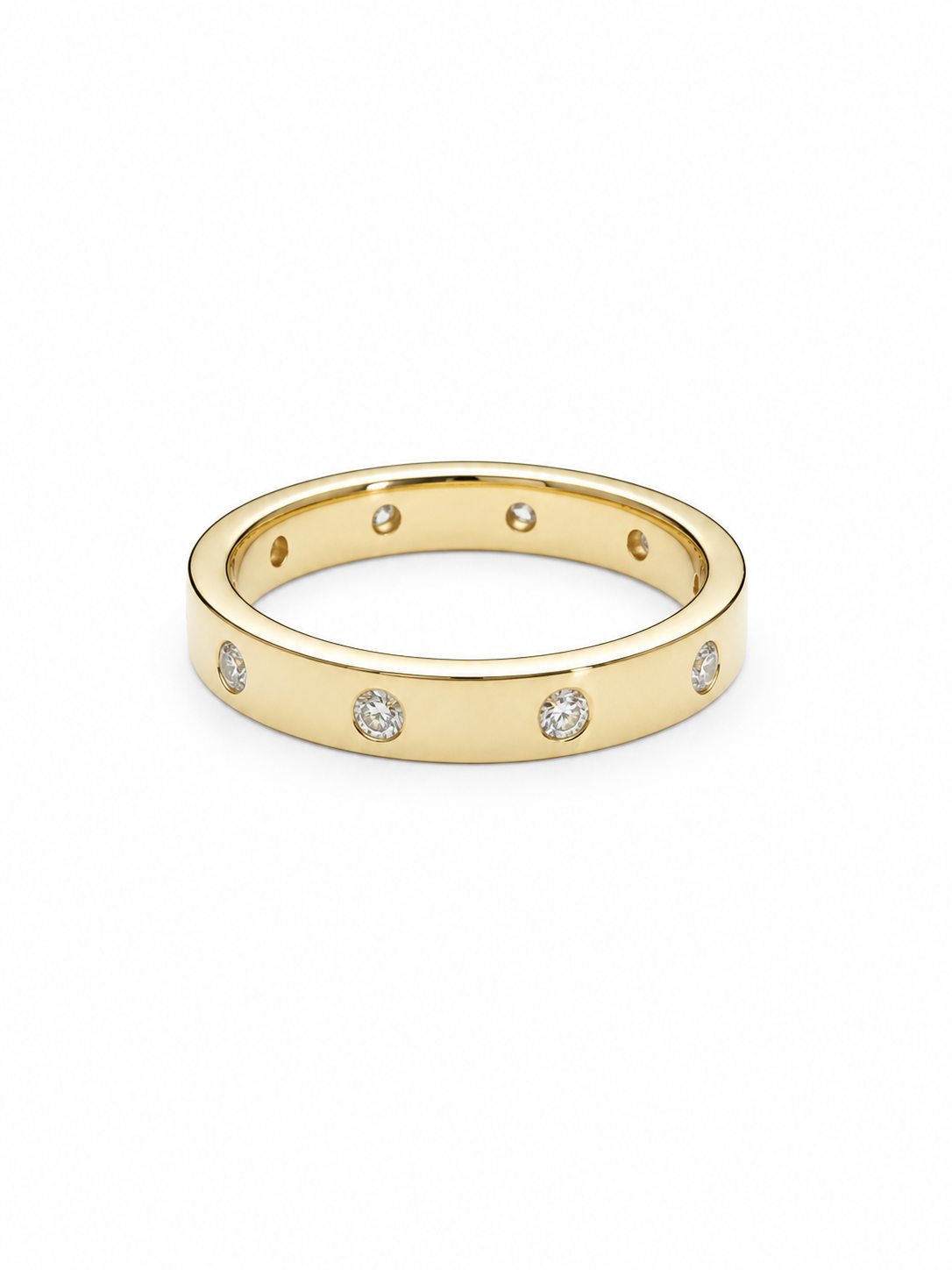 3mm 14k Yellow Gold and Diamond Band
