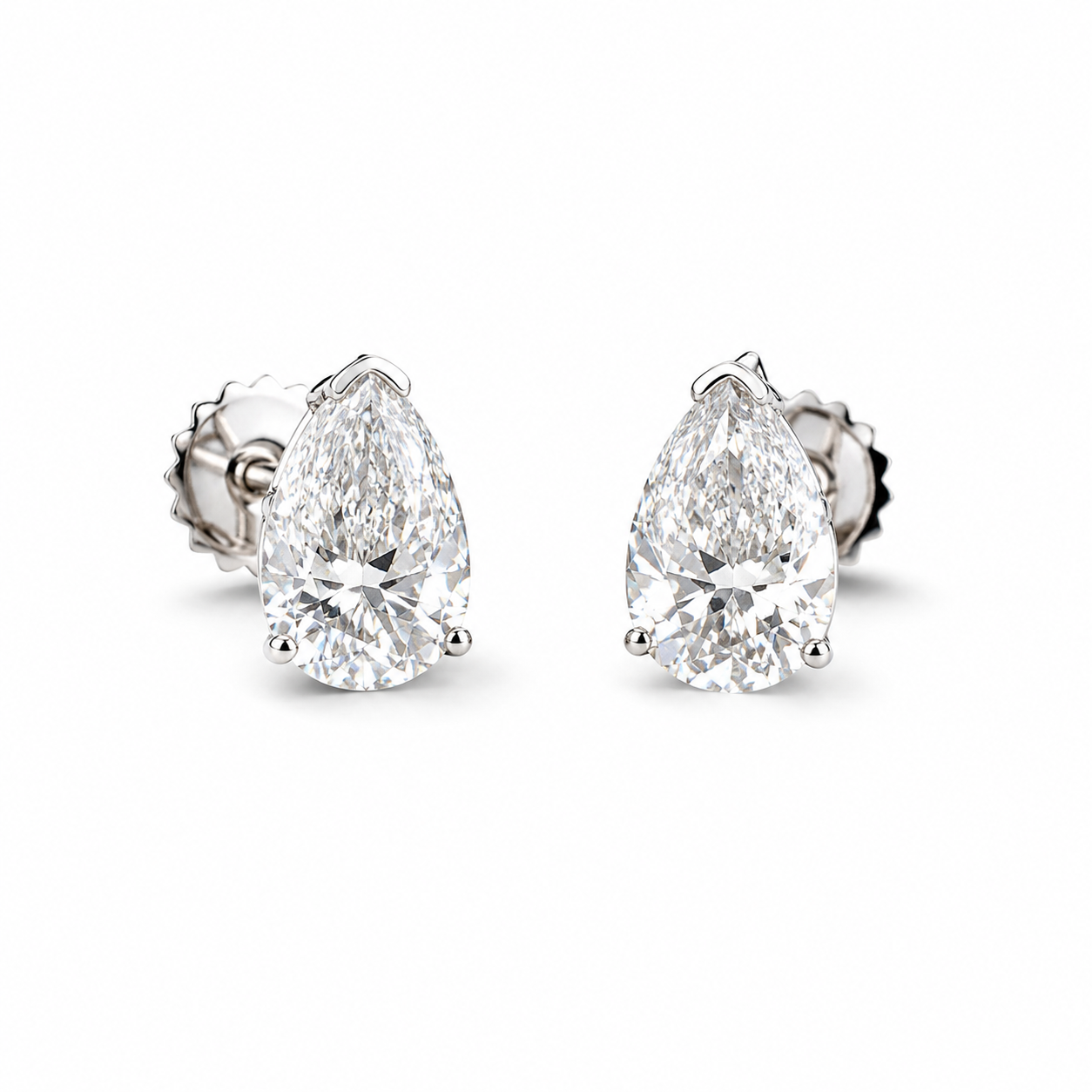 Pear Shaped Lab Diamond Earrings (14k White Gold)