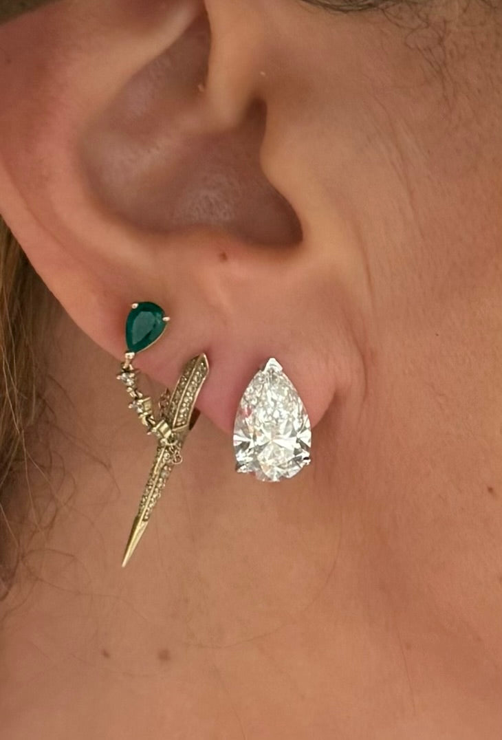 Pear Shaped Lab Diamond Earrings (14k White Gold)