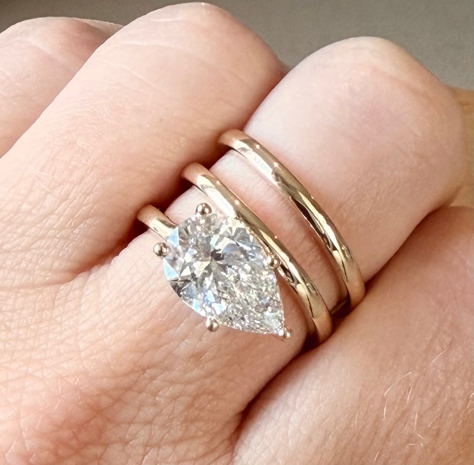 3ct Pear Shaped Lab Diamond Serpentine Ring