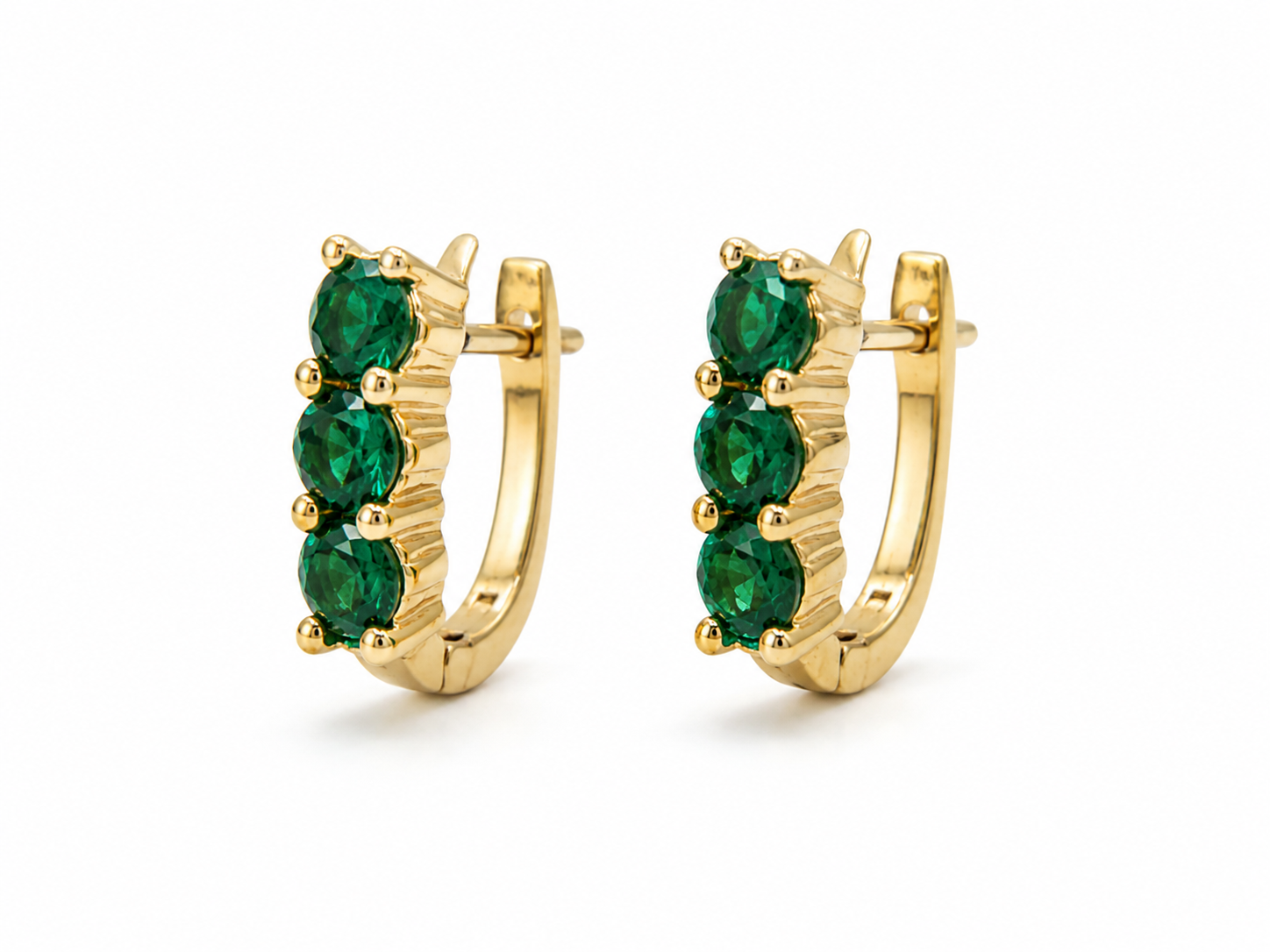Lab Emerald Huggie Earrings