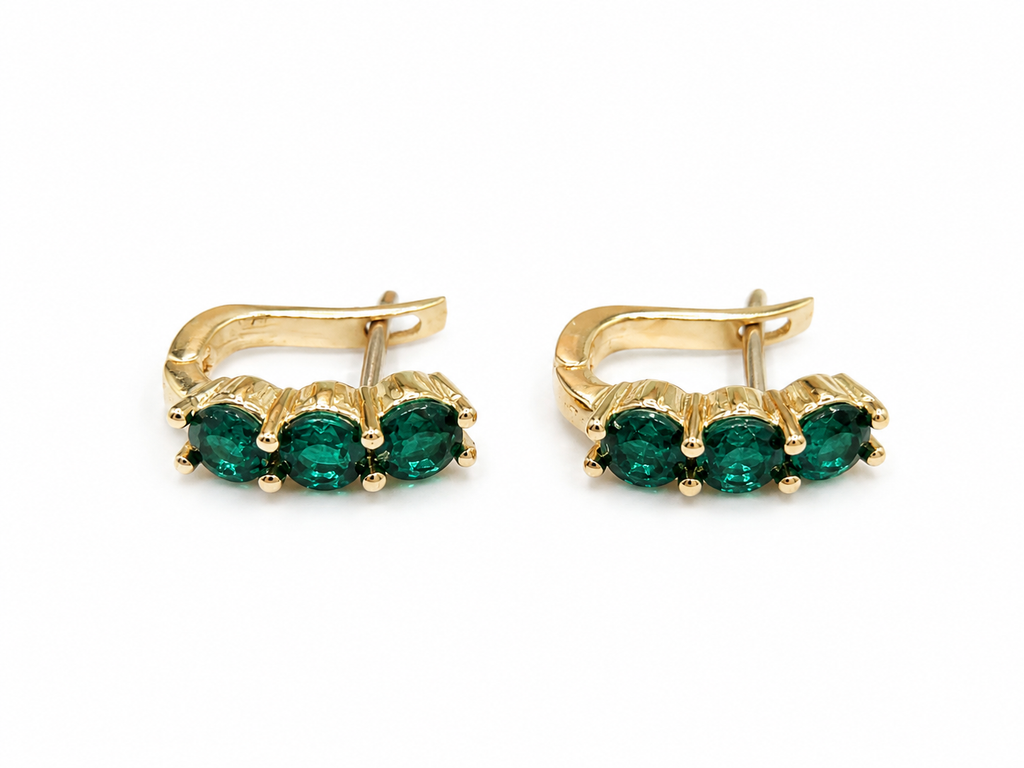 Lab Emerald Huggie Earrings