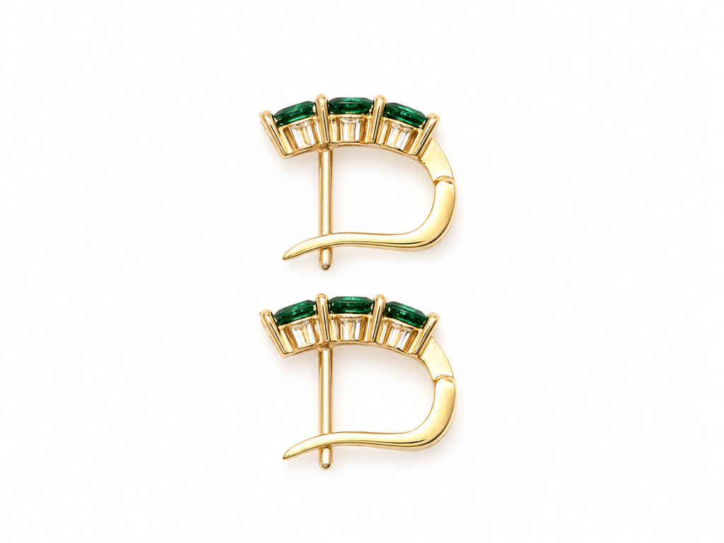 Lab Emerald Huggie Earrings