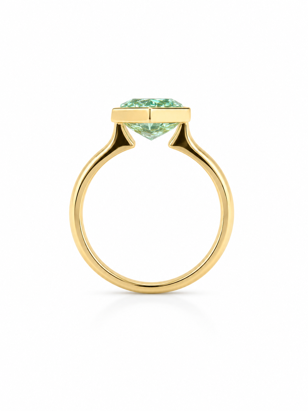4.4ct Lily Cut Green Lab Diamond Bezel Set Ring (18K)