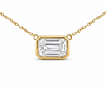 4ct Emerald Cut Lab Diamond East West Necklace