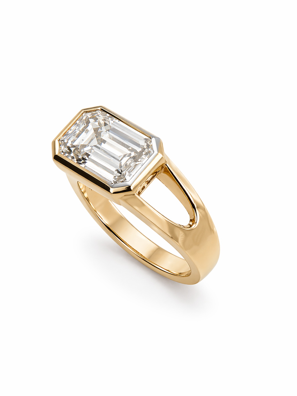 4ct Emerald Cut Lab Diamond East West Ring