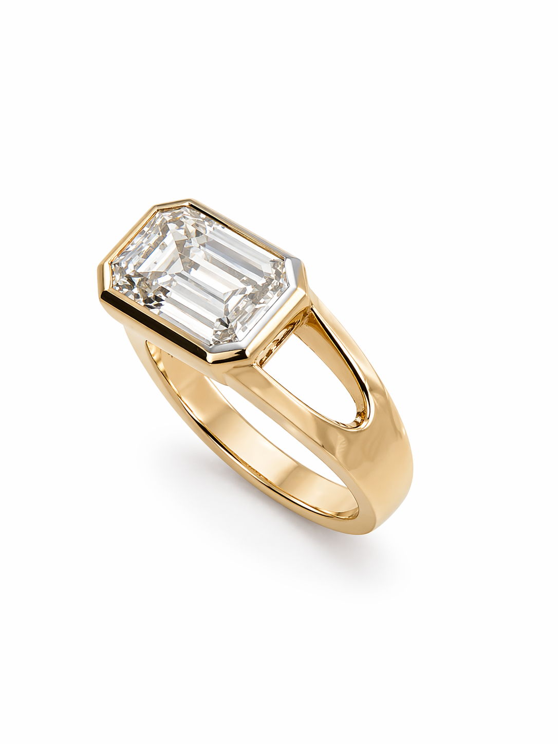 4ct Emerald Cut Lab Diamond East West Ring