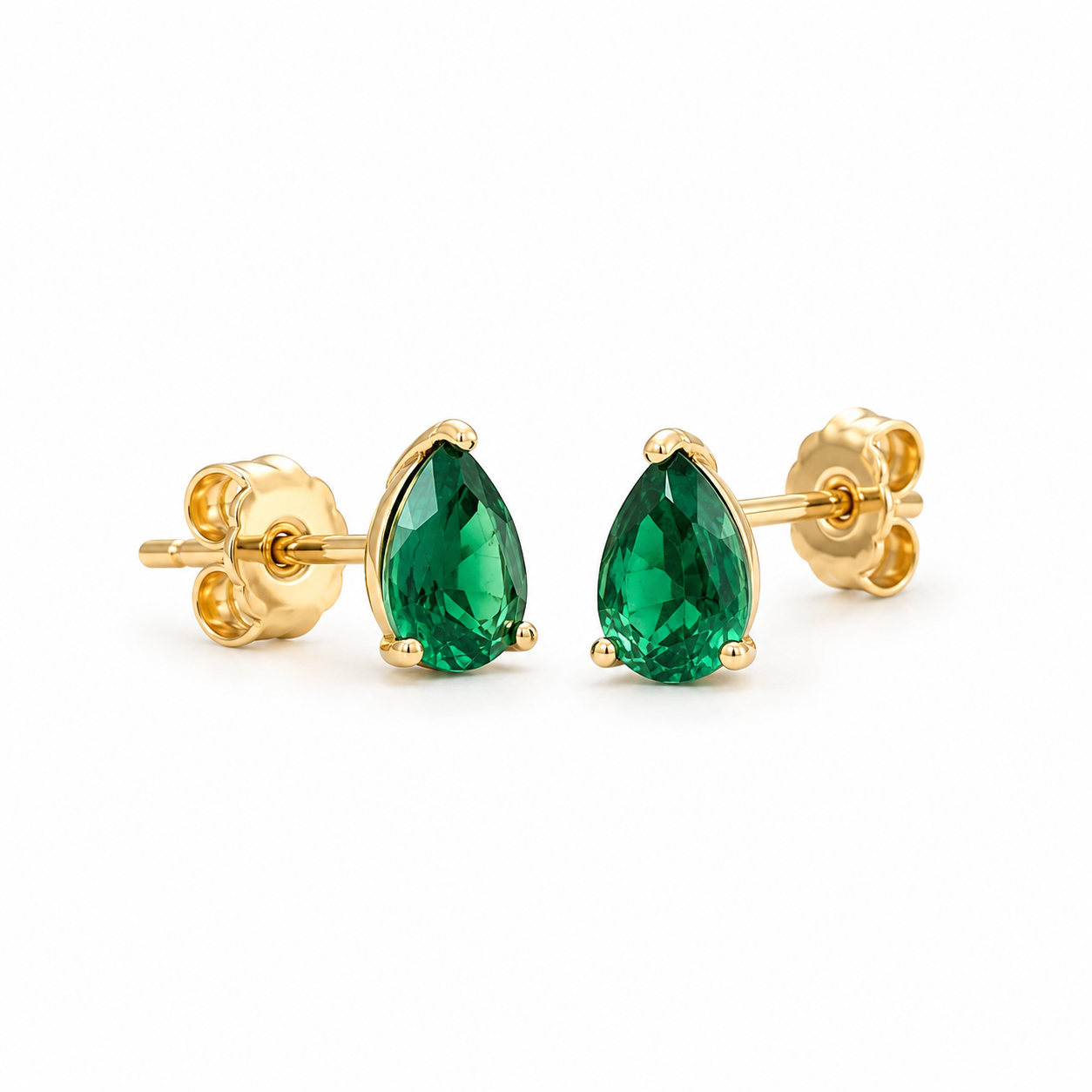 Lab Emerald Pear Shaped Earrings