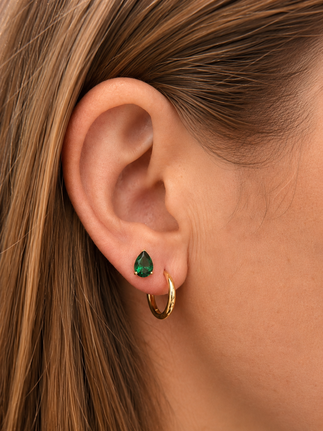 Lab Emerald Pear Shaped Earrings