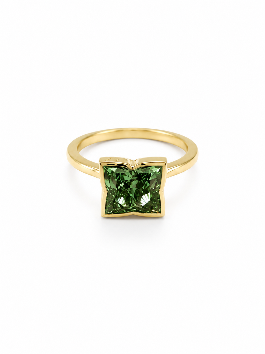 4.4ct Lily Cut Green Lab Diamond Bezel Set Ring (18K)