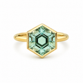 18k Yellow Gold Green Amethyst Hexagon Ring