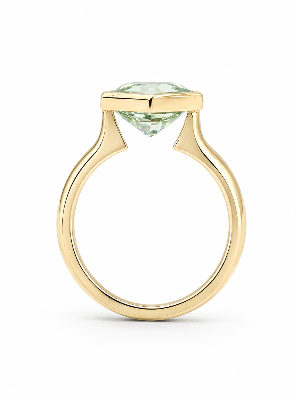 18k Yellow Gold Green Amethyst Hexagon Ring