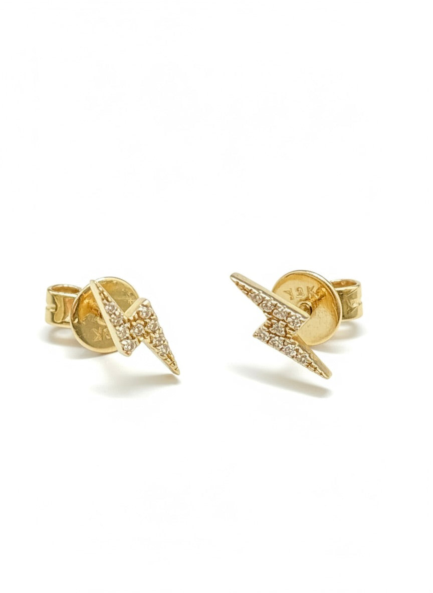 14k Gold and Natural Diamond Lightning Bolt Earrings