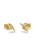 14k Gold and Natural Diamond Lightning Bolt Earrings