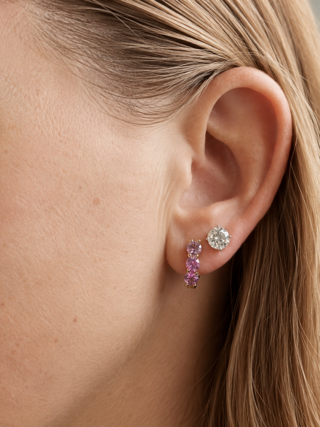 Pink Sapphire Huggie Earrings