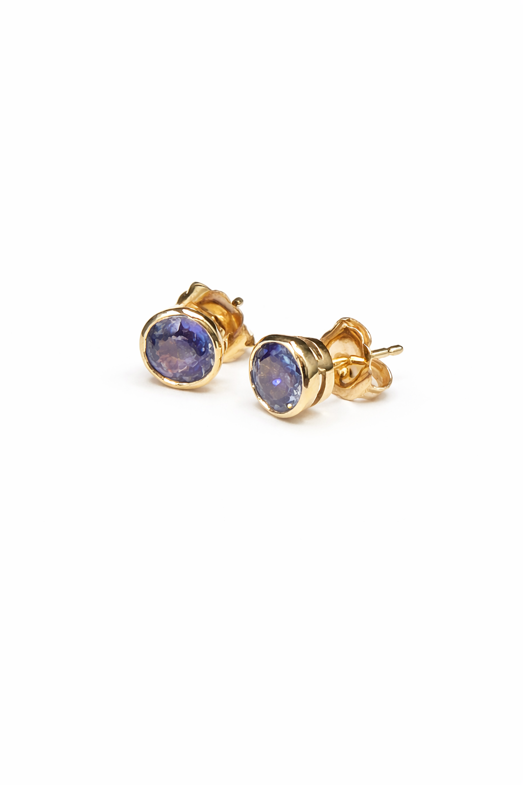 Bezel Set Ceylon Sapphire Stud Earrings